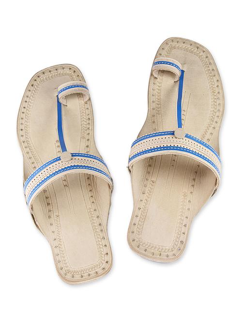 off white and blue leather kolhapuris - 9687453 - Very Small Image - 1