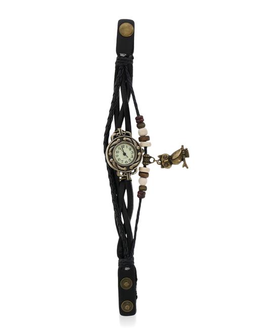 black beaded leatherette wrist watch - 9689806 - Very Small Image - 1