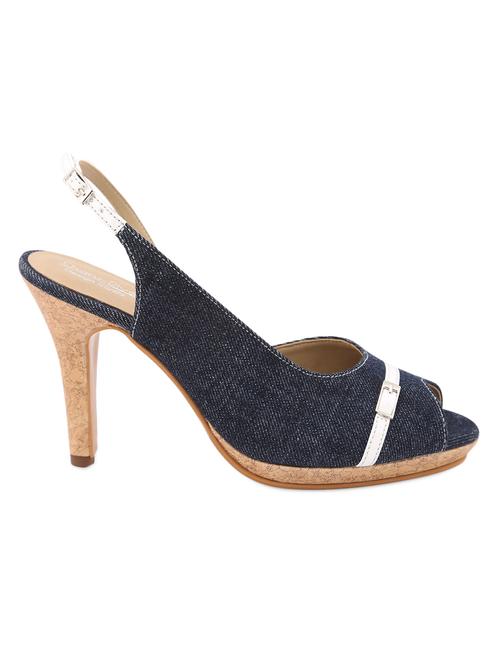 classic navy blue peep-toe sandals - 969093 - Very Small Image - 1