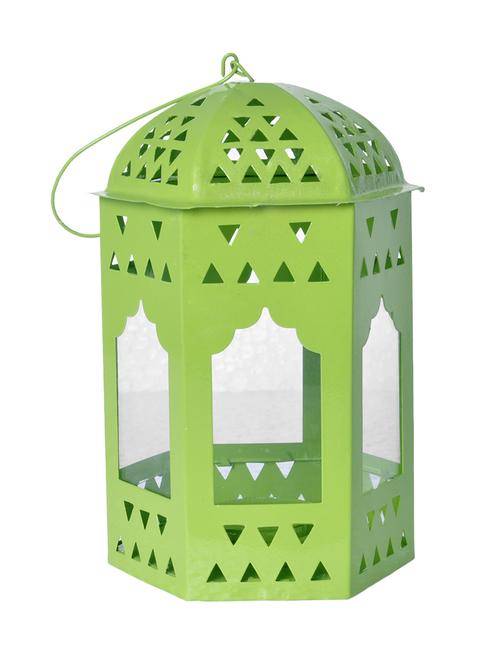 anasa decorative metal cage lantern hanging tealight candle holder green 6.5 inch - 9691379 - Very Small Image - 1