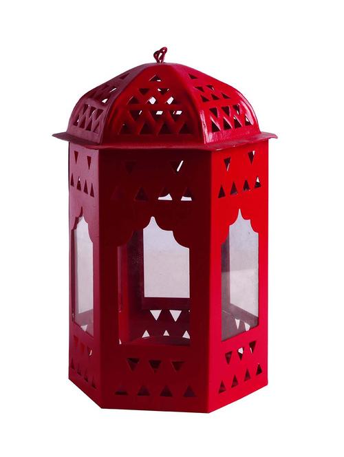 anasa decorative metal cage lantern hanging tealight candle holder red 6.5 inch - 9691382 - Very Small Image - 1