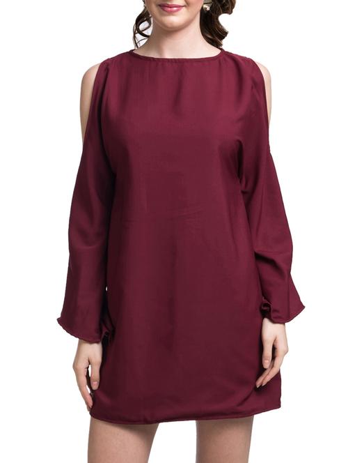 maroon back keyhole shift dress - 9692488 - Very Small Image - 1