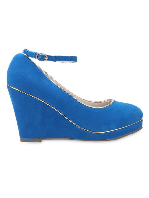 royal blue leatherette ankle strap wedges - 9692875 - Very Small Image - 1