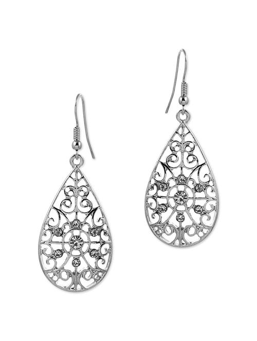 silver stone embellished earrings - 9693497 - Very Small Image - 1