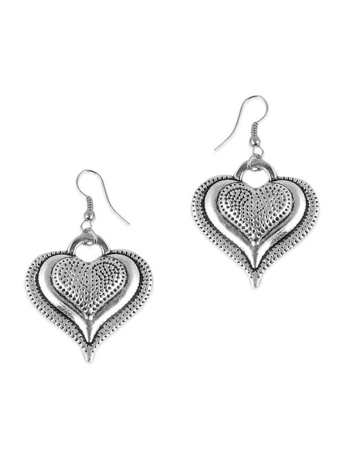 silver heart charm earrings - 9693635 - Very Small Image - 1