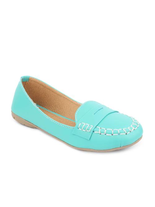 turquoise round toed leatherette loafers - 9695860 - Very Small Image - 1