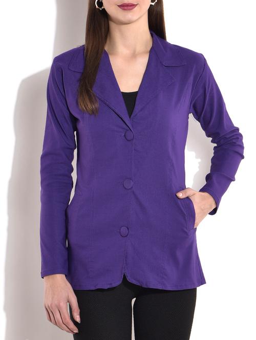 Solid blue full sleeved blazer - 9697223 - Very Small Image - 1