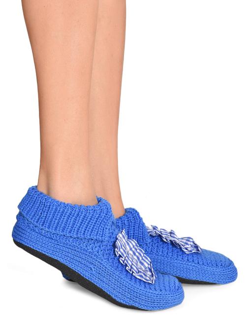 blue checkered acrylic ankle length booties - 9697410 - Very Small Image - 1