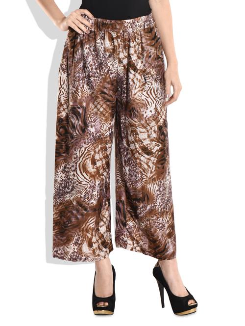 brown multi printed palazzos - 9697950 - Very Small Image - 1