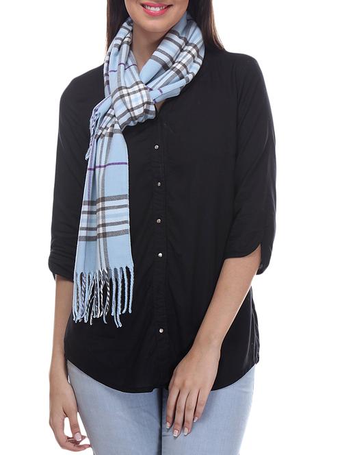 blue check print angora wool muffler - 9701828 - Very Small Image - 1