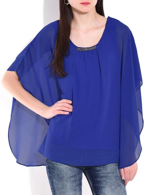 solid blue kaftan top - 9701952 - Very Small Image - 1