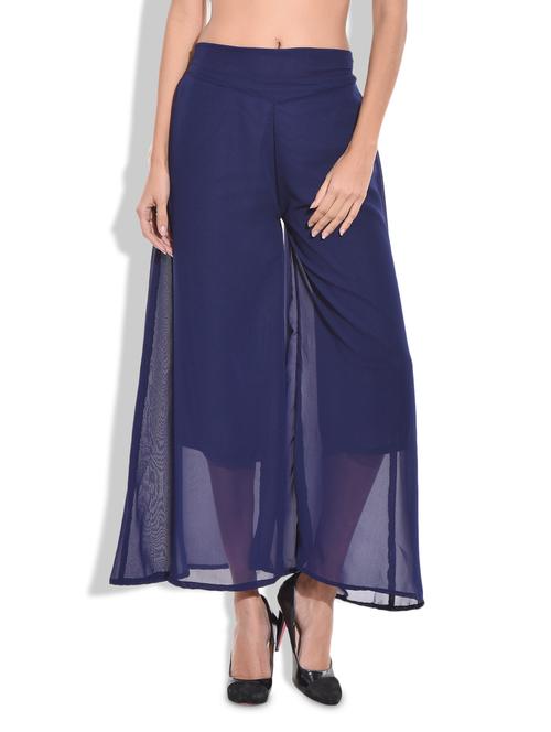 blue polyester sheer palazzo - 9703603 - Very Small Image - 1