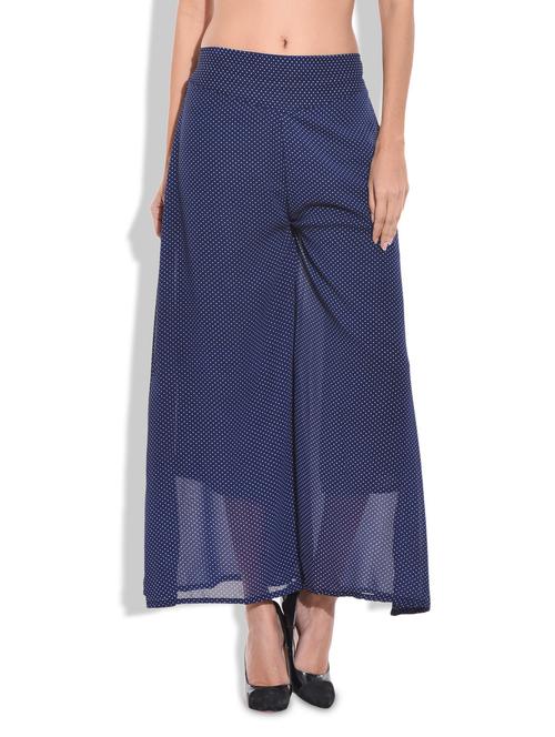 blue polyester printed palazzo - 9703610 - Very Small Image - 1