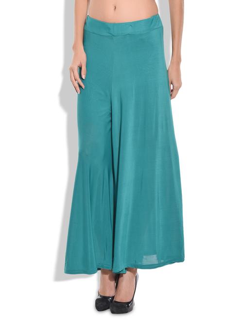 green viscose plain palazzo - 9703616 - Very Small Image - 1