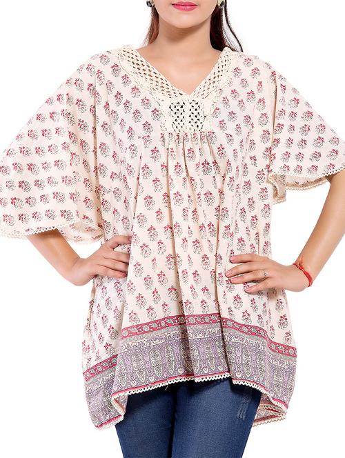 lace detail floral kaftan top - 9703907 - Very Small Image - 1