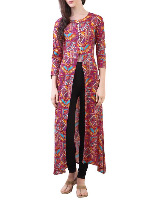 printed front slit kurta - 9705224 - Very Small Image - 1
