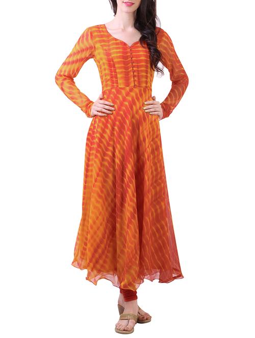 leheriya print georgette kurta - 9705247 - Very Small Image - 1