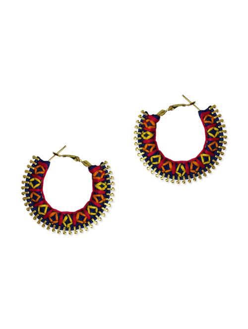 multicolored embroidered handmade earrings - 9705437 - Very Small Image - 1