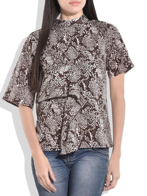 brown and white printed top - 9705517 - Very Small Image - 1