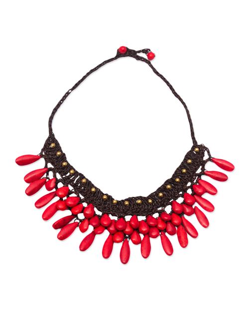 rosy red beaded necklace - 971156 - Very Small Image - 1