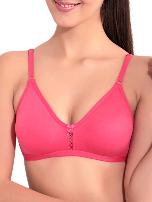 solid coral bow embellished t-shirt bra - 9716802 - Very Small Image - 1