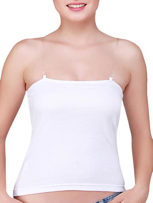 white cotton camisole with transparent straps - 9716899 - Very Small Image - 1