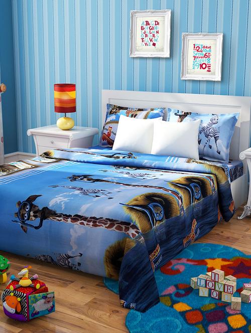 blue madagascar double bedsheet set - 9718003 - Very Small Image - 1