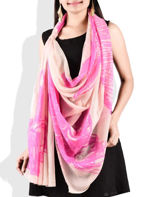 pink poly cotton printed scarf - 9718435 - Very Small Image - 1