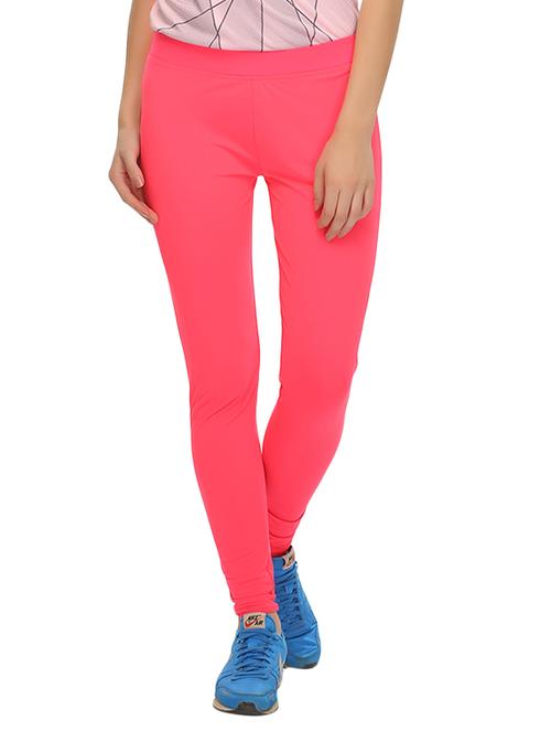 coral pink stretchy high rise tights - 9718749 - Very Small Image - 1