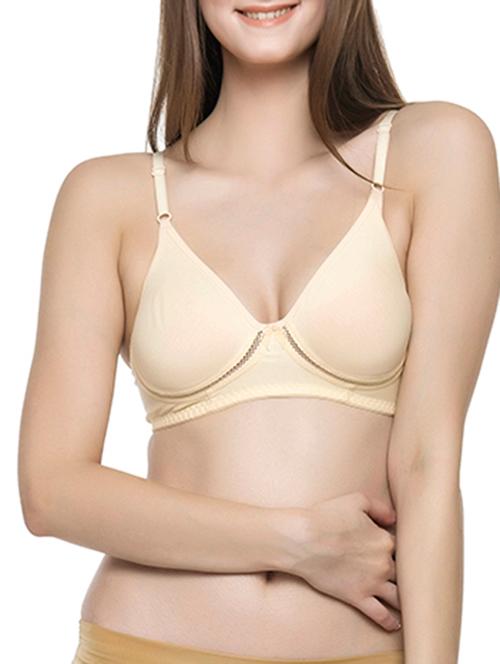 beige non padded cotton bra - 9719068 - Very Small Image - 1