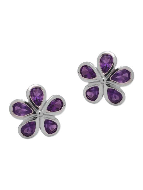 purple embellished floral studs - 9719535 - Very Small Image - 1