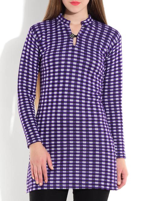 violet acrylic woolen kurta - 9721921 - Very Small Image - 1