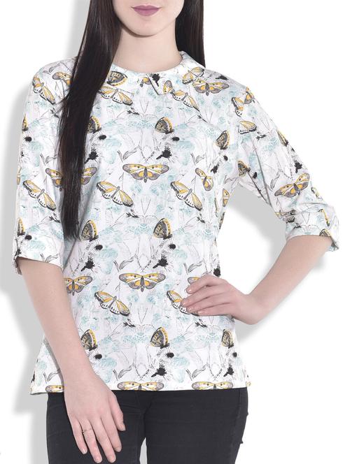 white butterfly printed top - 9722018 - Very Small Image - 1