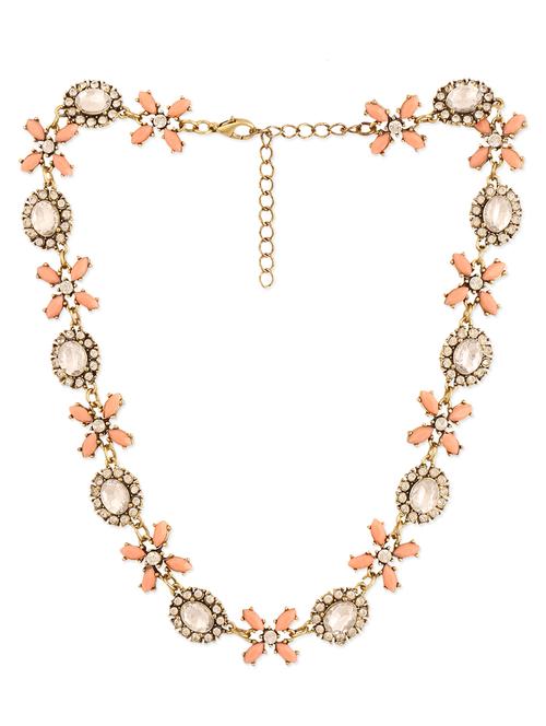 delicate crystal studded floral necklace - 972405 - Very Small Image - 1
