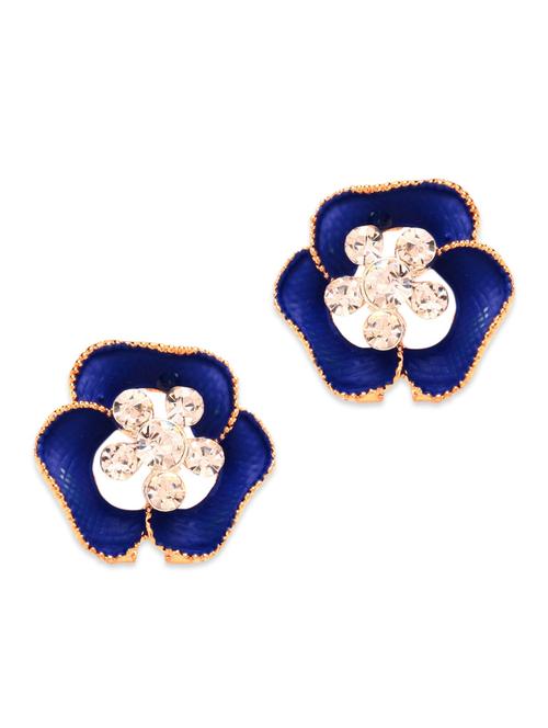 royal blue embellished floral studs - 9728250 - Very Small Image - 1