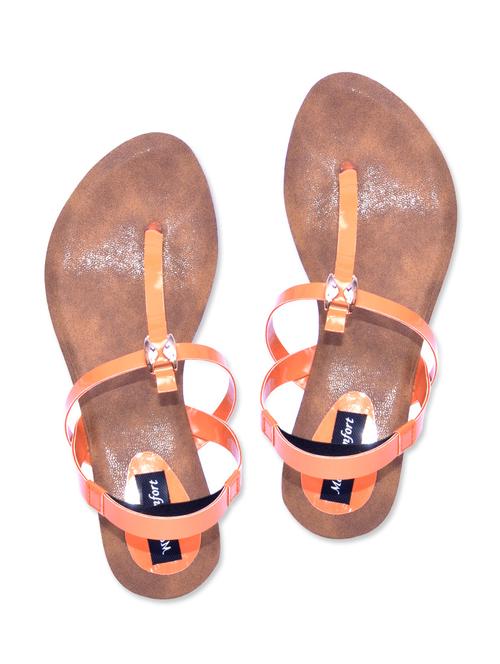 orange glossy strap flats - 9729657 - Very Small Image - 1