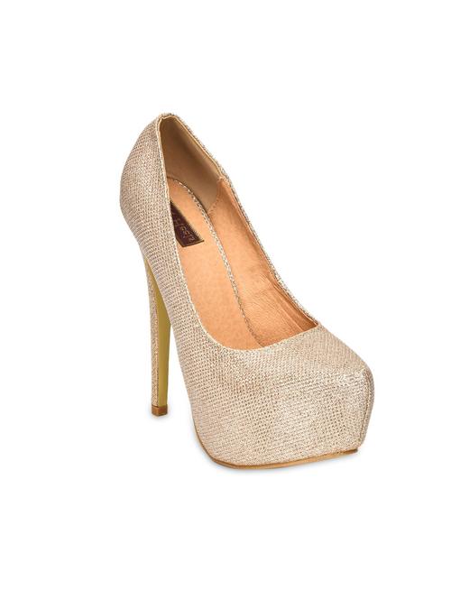 Gold Faux Leather Platform Stilettoes - 9733828 - Very Small Image - 1