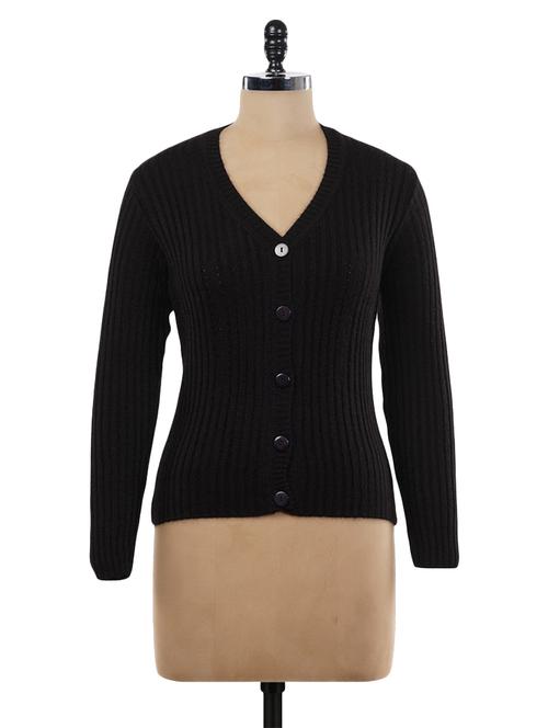 black acrylic wool cardigan - 9734205 - Very Small Image - 1