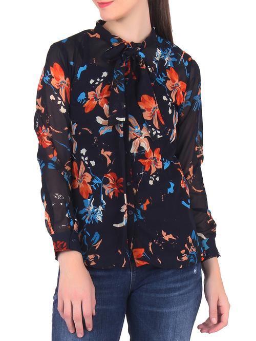 blue georgette shirt - 9735032 - Very Small Image - 1