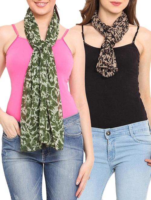 set of 2 multicolored printed scarves - 9735810 - Very Small Image - 1