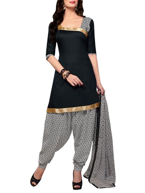 black and white printed unstitched suit set - 9736725 - Very Small Image - 1