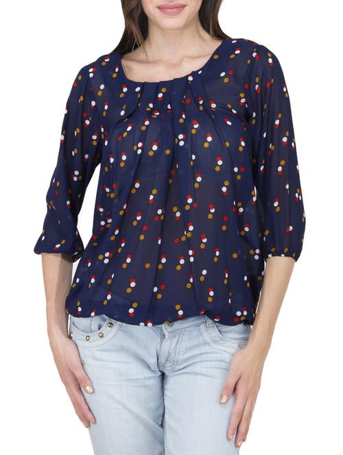 navy blue printed top - 9737407 - Very Small Image - 1