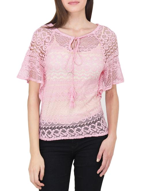 pink net laced top - 9737466 - Very Small Image - 1