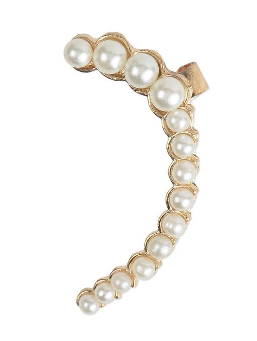 half moon pearl stud hook earring - 973917 - Very Small Image - 1