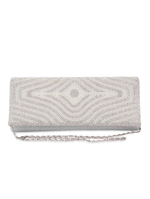 silver pu embellished clutch - 9742823 - Very Small Image - 1