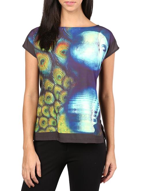 blue abstract digital print tee - 9750752 - Very Small Image - 1