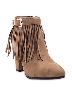 brown fringed faux leather boots - 9756314 - Very Small Image - 1
