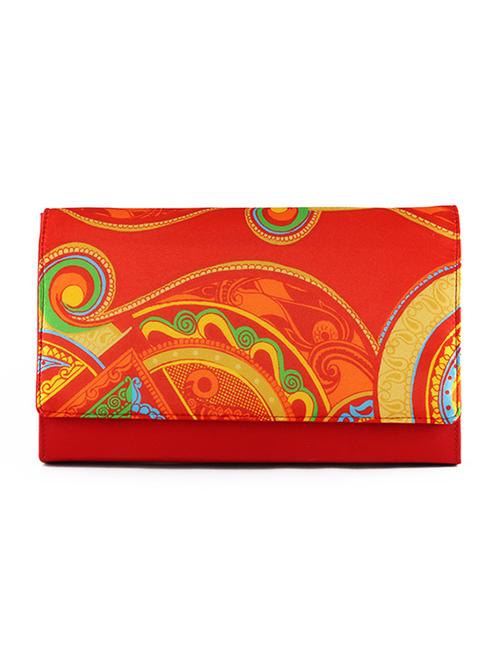 red graphic printed clutch - 9758323 - Very Small Image - 1
