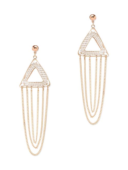 trendy triangle shaped metal chain earrings - 9761930 - Very Small Image - 1