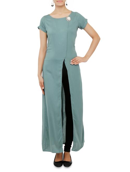 plain grey modal kurta - 9771515 - Very Small Image - 1